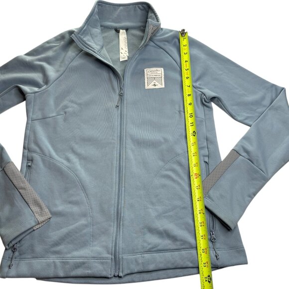 OISELLE Blue Full Zip Jacket Reflective Silver Neck and Sleeves. Size Women's L - Picture 6 of 10